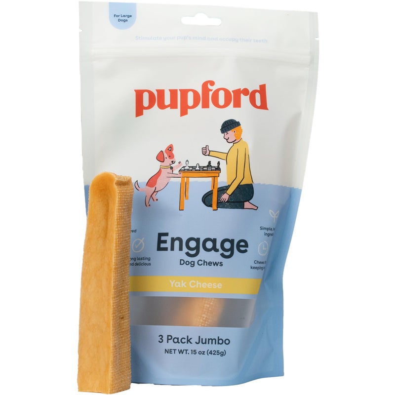 Pupford Yak Cheese Chews for Dogs & Teething Puppies, Natural, Long-Lasting Himalayan Dental Treats (3 Pack Jumbo) - Image 1